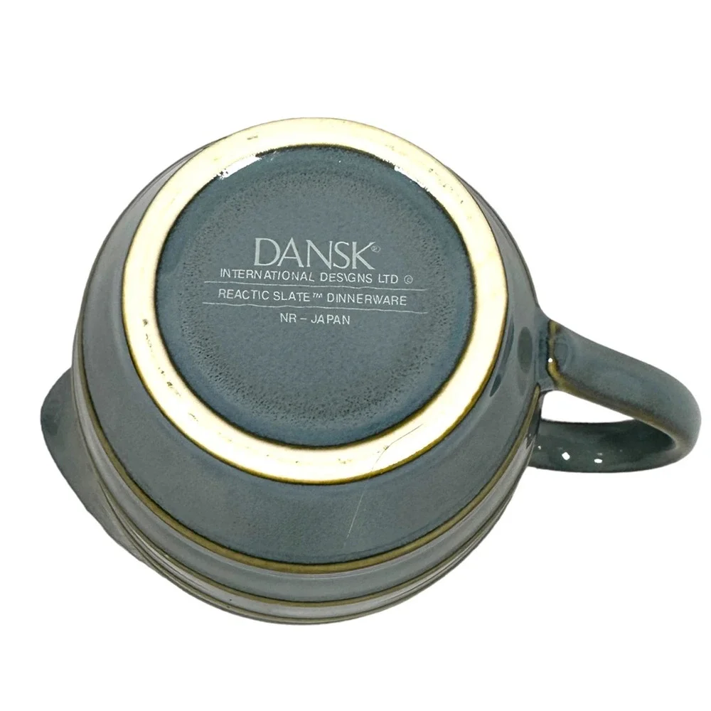 Vintage Dansk Reactic Slate Gray Dinnerware Set Milk Creamer & Sugar Bowl W/ Lid